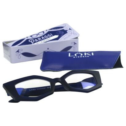 Korekcyjne okulary do czytania i komputera Blue Block ITALY Loki Paraggi Dark Blue +3.0
