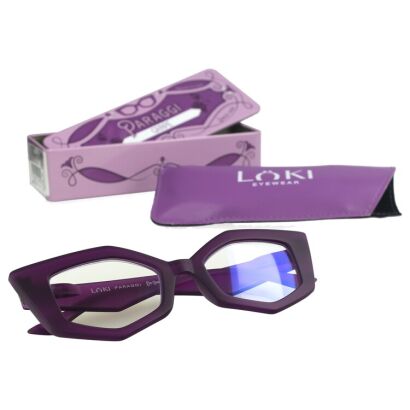 Korekcyjne okulary do czytania i komputera Blue Block ITALY Loki Paraggi Purple +3.5