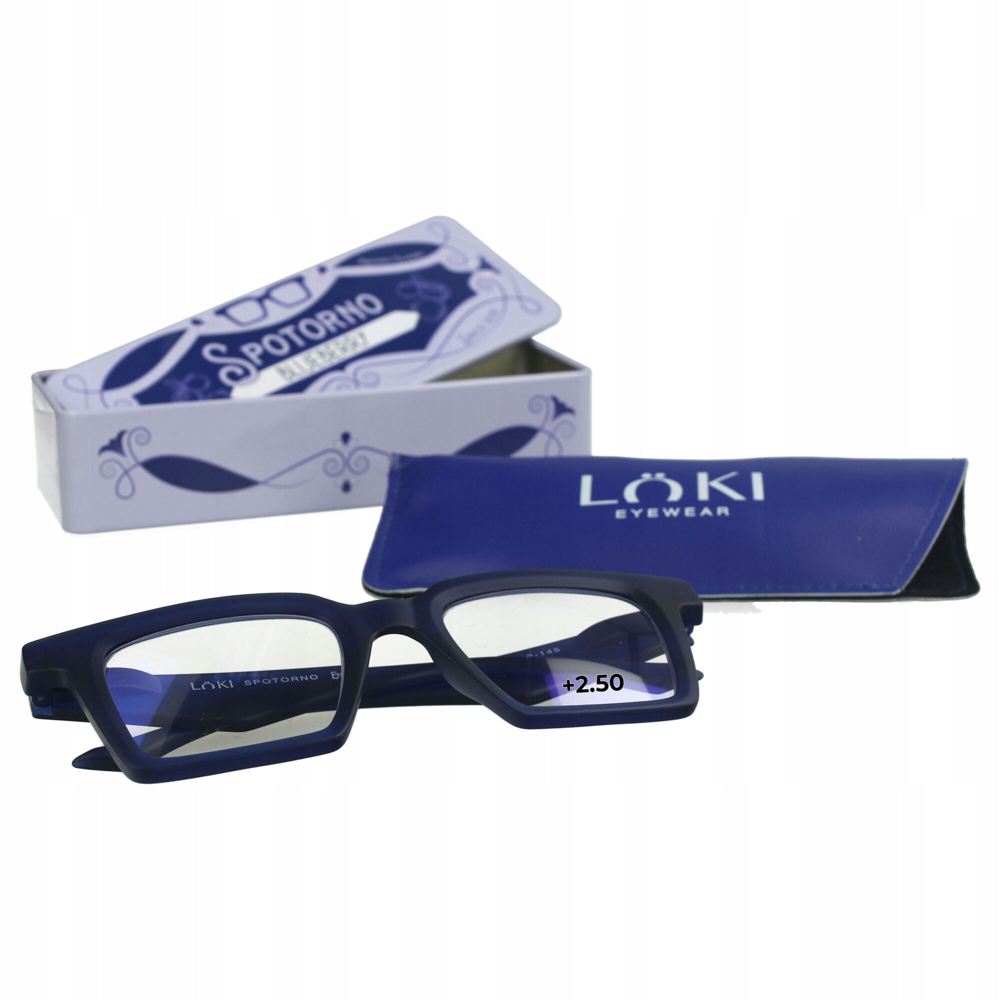 Korekcyjne okulary do czytania i komputera Blue Block ITALY Loki Spotorno Dark Blue +2.5 - 2