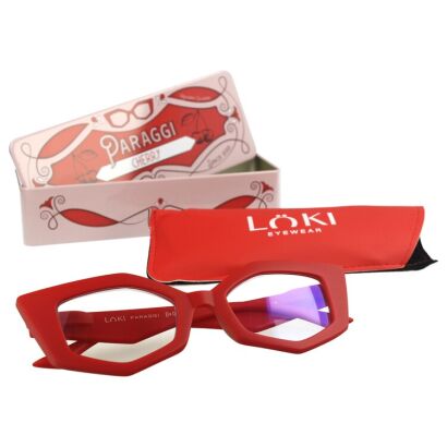 Korekcyjne okulary do czytania i komputera Blue Block ITALY Loki Paraggi Red +1.5