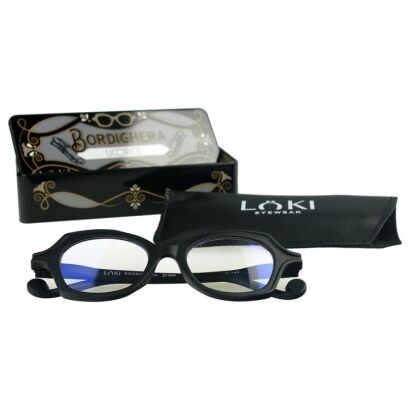 Korekcyjne okulary do czytania i komputera Blue Block ITALY Loki Bordighera Black +2.5