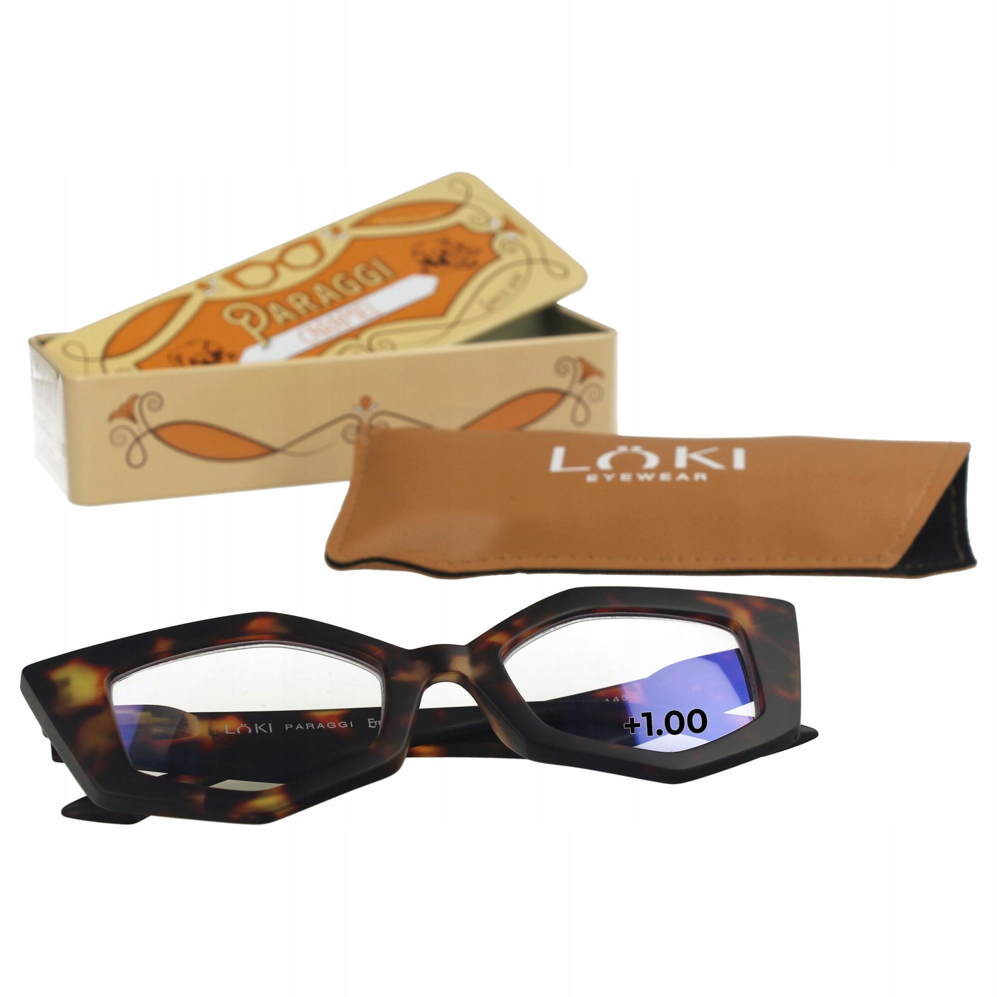 Korekcyjne okulary do czytania i komputera Blue Block ITALY Loki Paraggi Tortoise +1.0 - 2